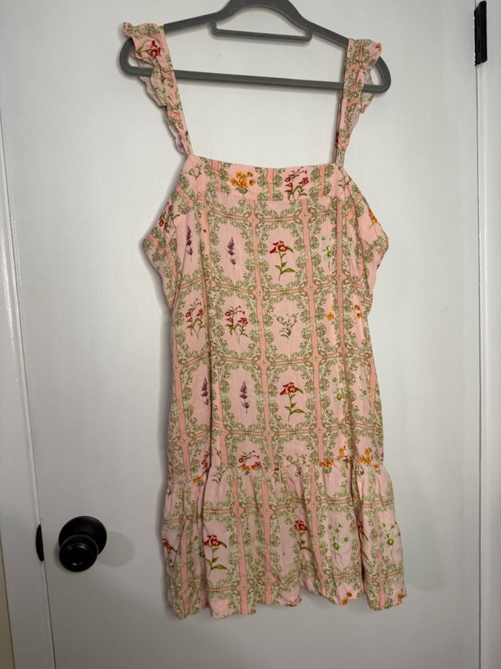 Agua Bendita Pink Floral Ruffle Dress